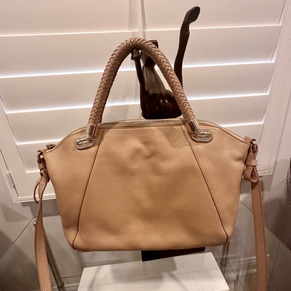 COLE HAAN Soft Leather Bowling Bag in Camel